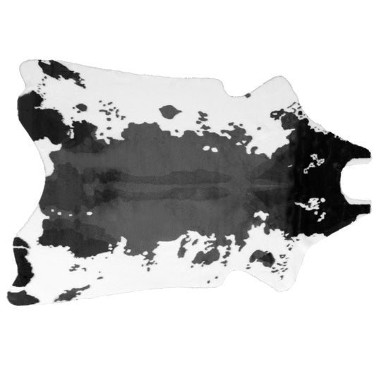 Alecia Faux Cowhide Black and White Area Rug 68 inch by 50 inch