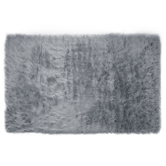 Aileen Faux Sheepskin Fur Area Rug Grey Rectangular 8x5