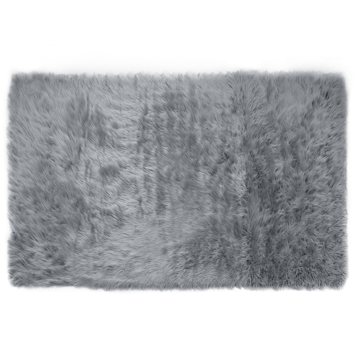 Aileen Faux Sheepskin Fur Area Rug Grey Rectangular 5x3