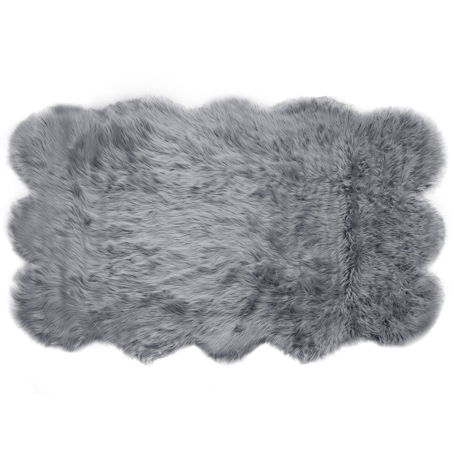 Ailsa Faux Sheepskin Fur Area Rug Runner Sheepskin-like Shape Grey 8x5