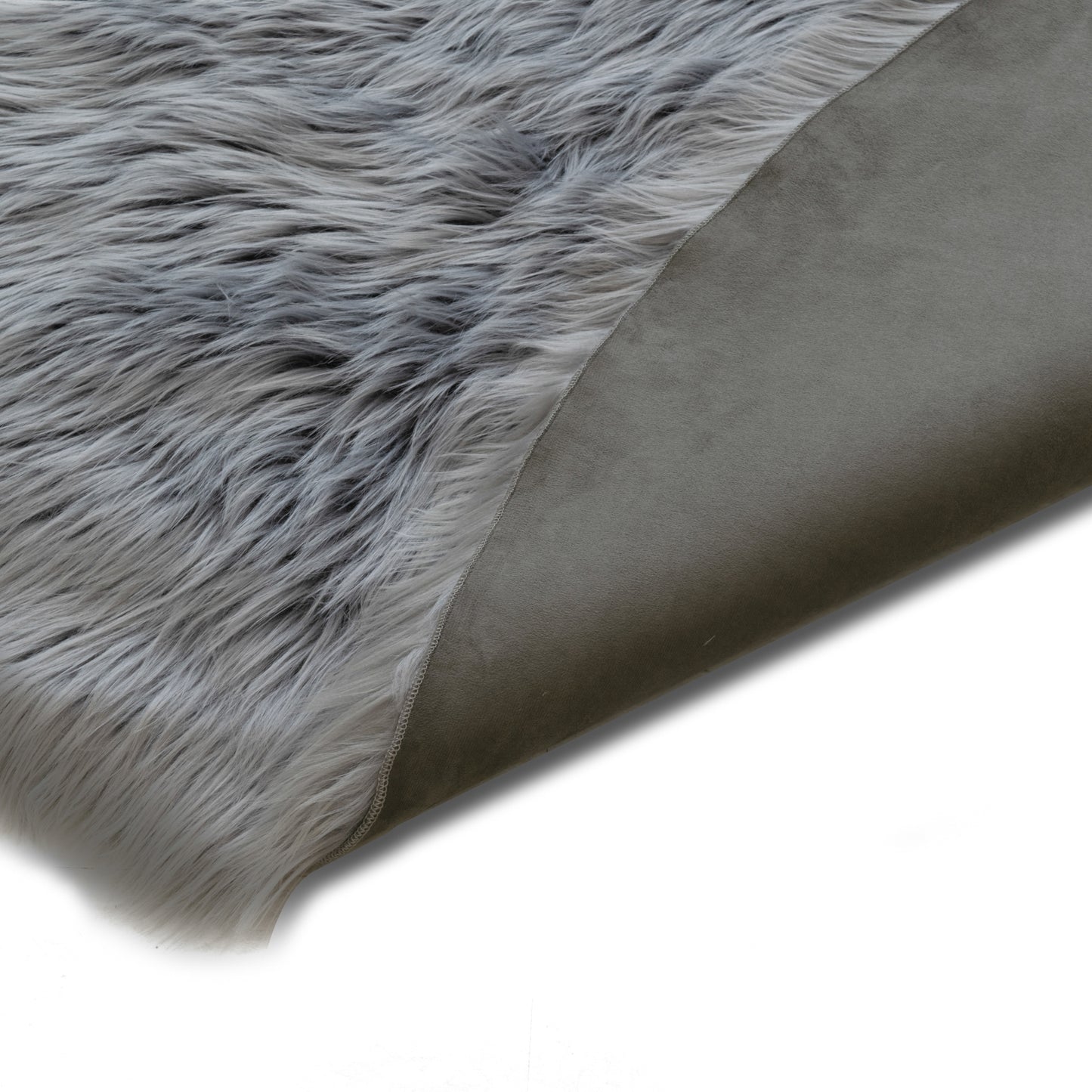 Ailsa Faux Sheepskin Fur Area Rug Runner Sheepskin-like Shape Grey 8x5