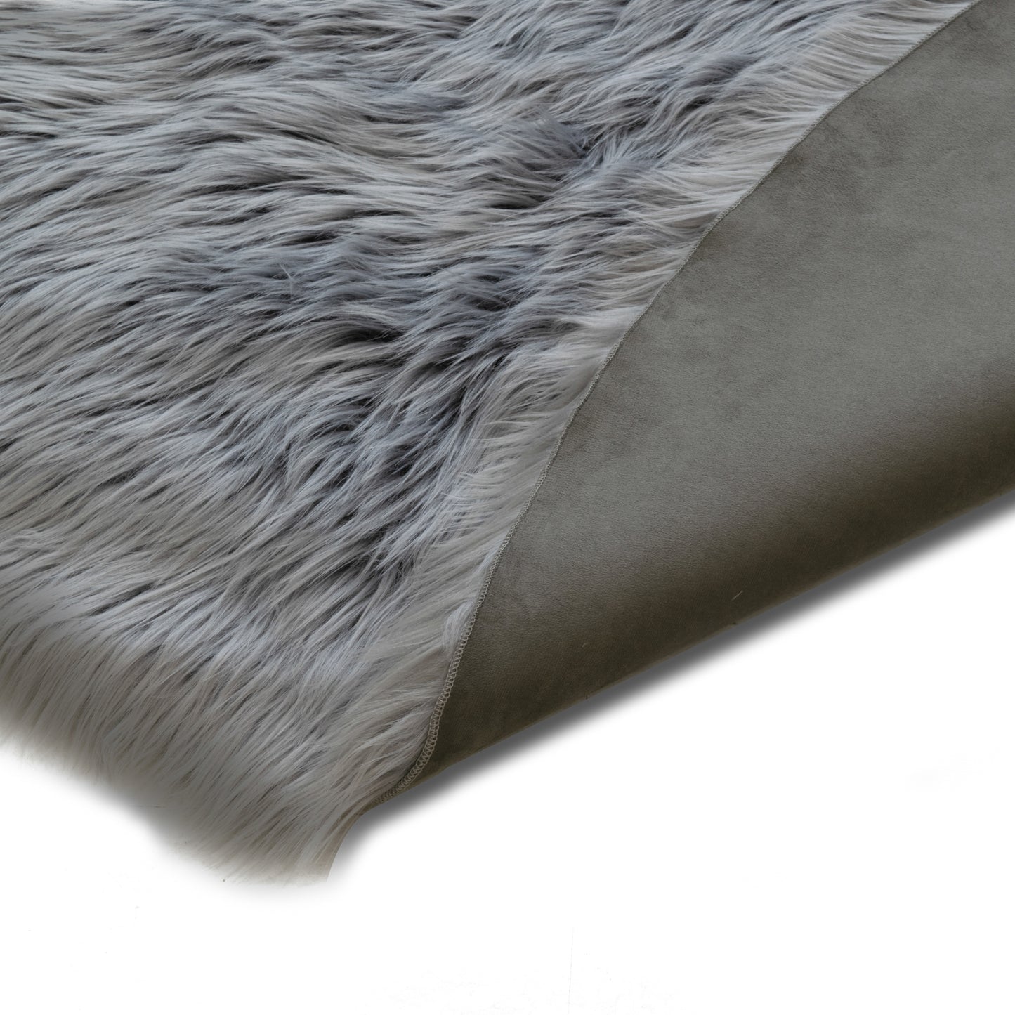 Ailsa Faux Sheepskin Fur Area Rug Runner Sheepskin-like Shape Grey 7x5