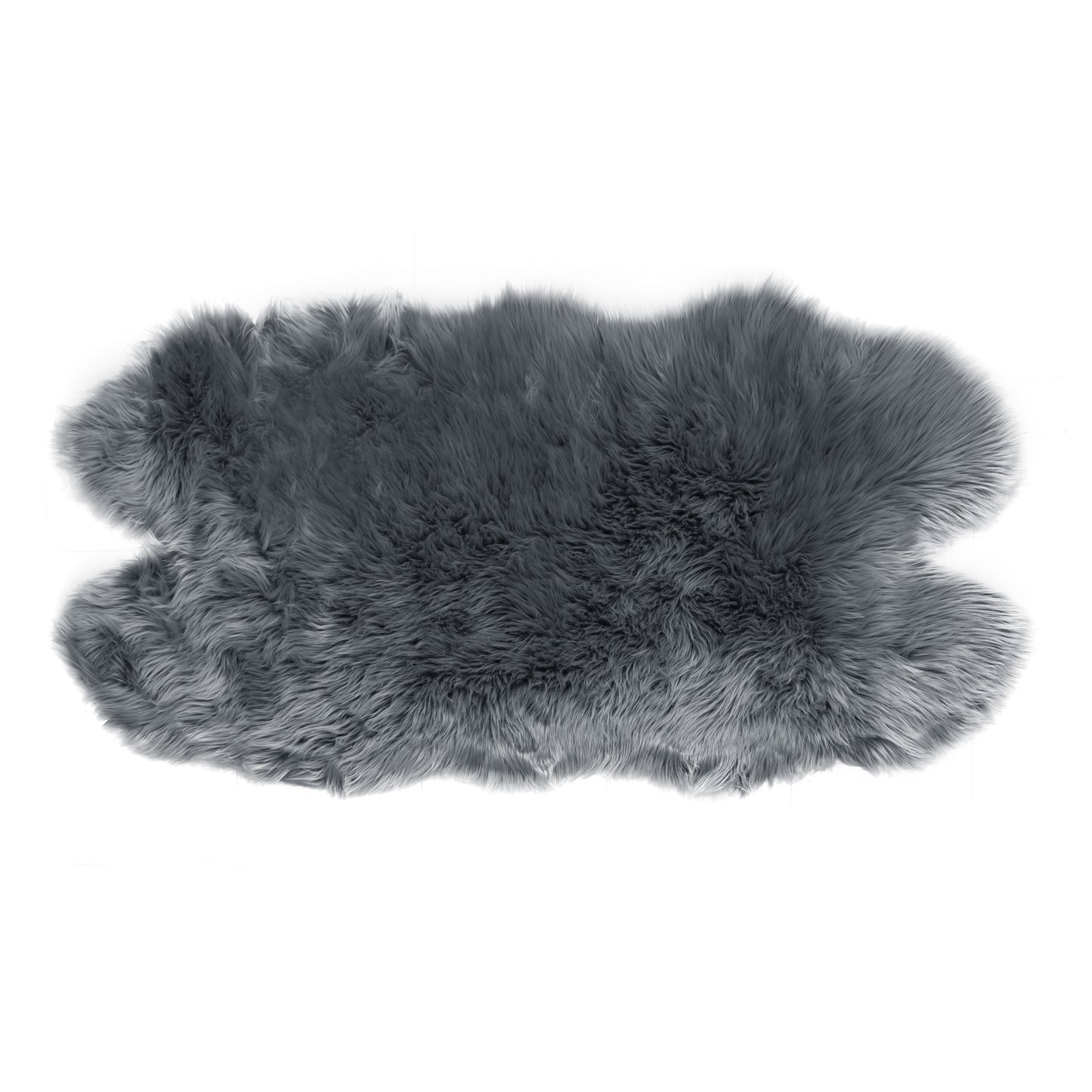 Ailsa Faux Sheepskin Fur Area Rug Runner Animal-hide Shape Grey 5x3