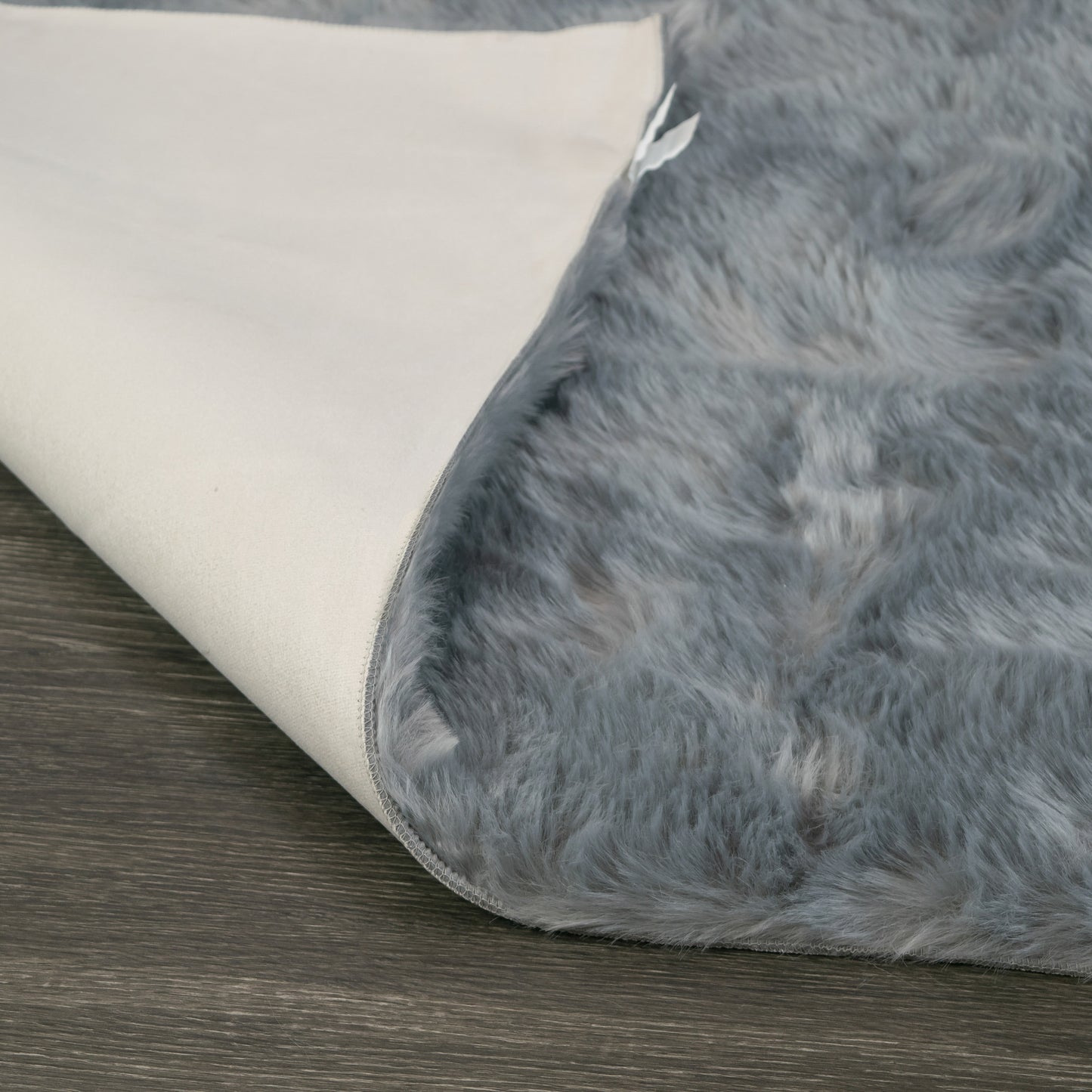 Auriel Faux Sheepskin Fur Area Rug Grey Rectangular 5x8