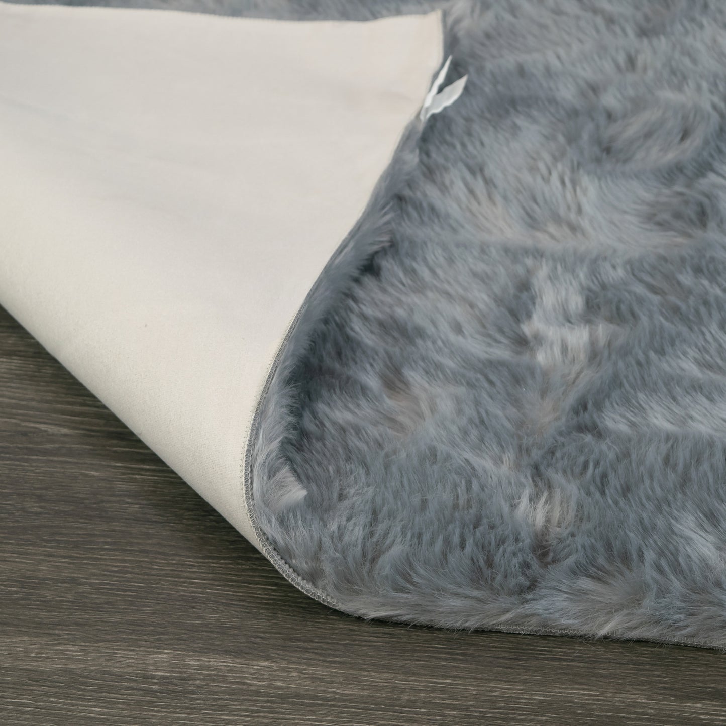 Auriel Faux Sheepskin Fur Area Rug Grey Rectangular 5x3