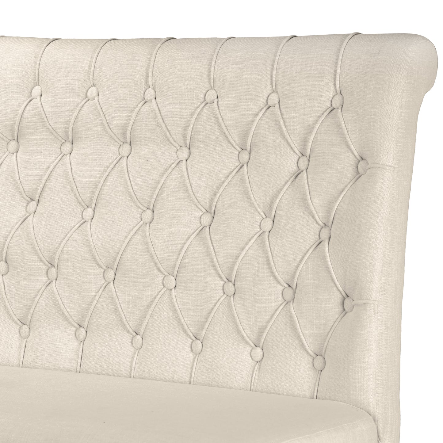 Alisa Beige Upholstered Settee Banquette Bench Loveseat with Button Tufting