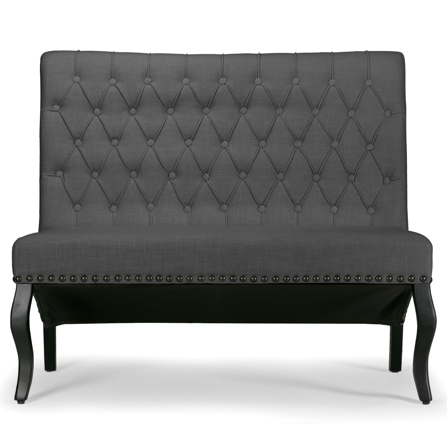 Alisa Grey Upholstered Settee Banquette Bench Loveseat with Button Tufting