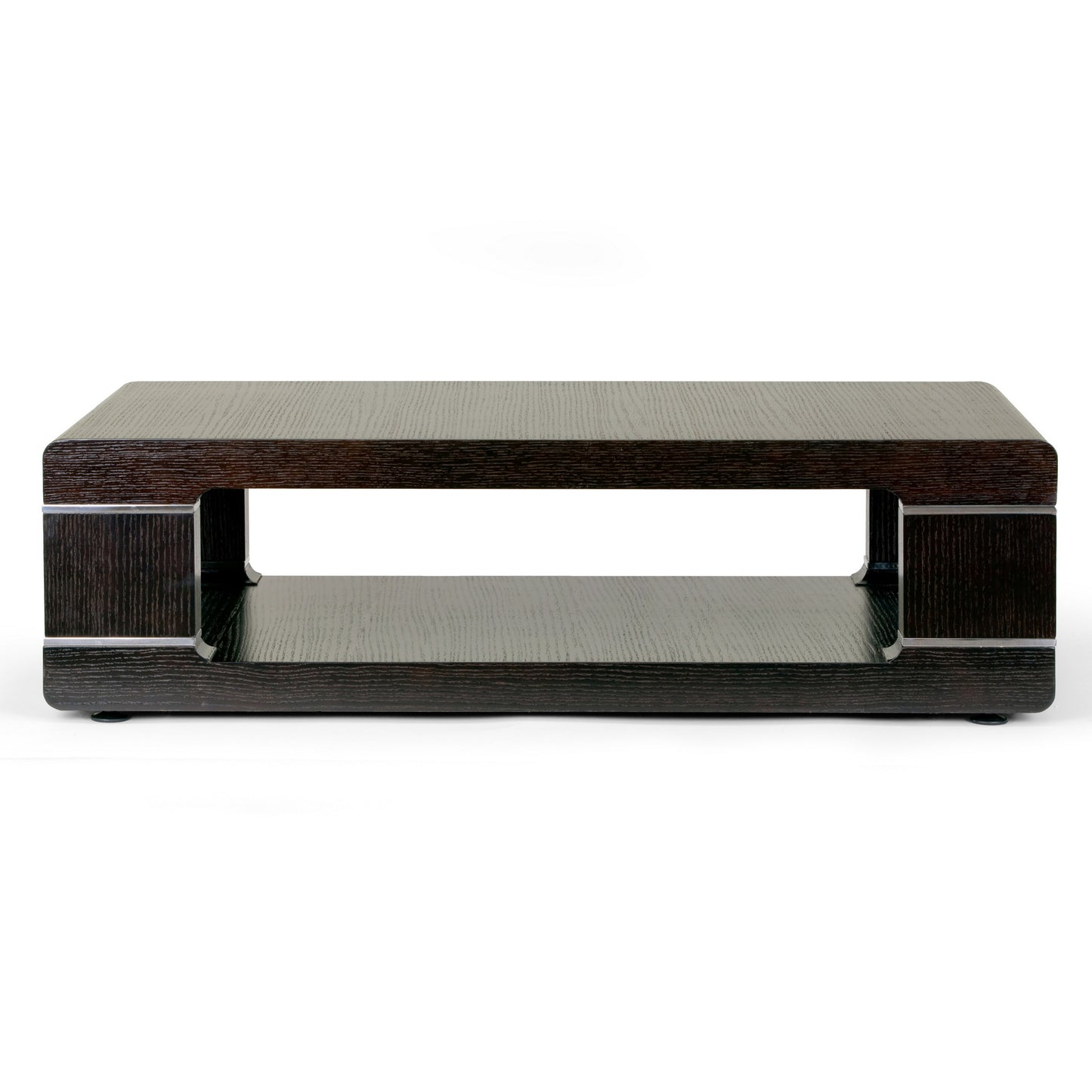 Airlie Dark Brown Modern Coffee Table with Silver Metal Accent