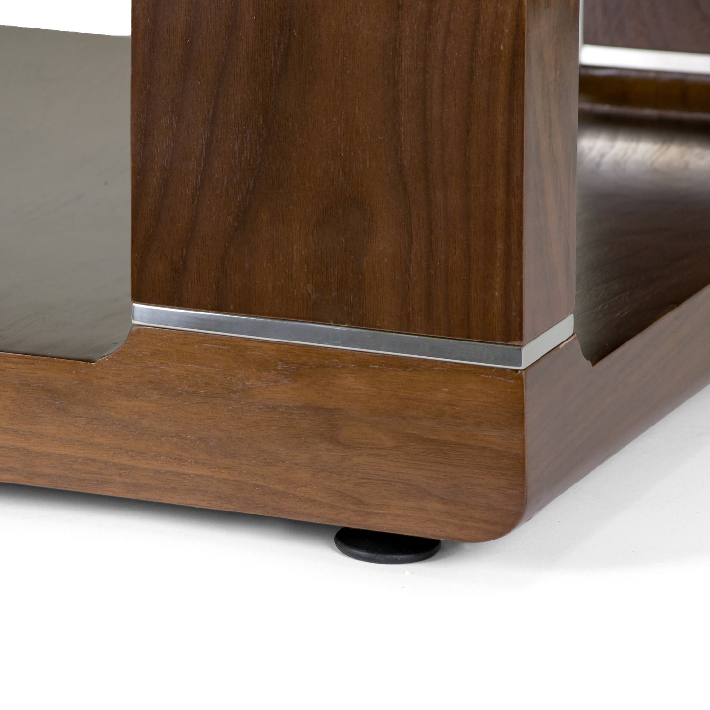 Airlie Walnut Color Modern Coffee Table with Silver Metal Accent