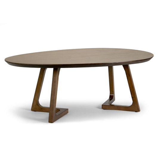 Ailsa Walnut Color Irregular Oval Round Coffee Table