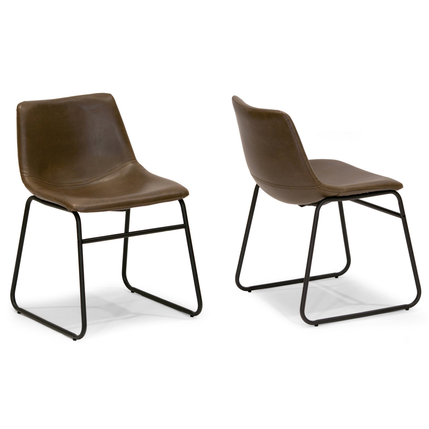 Adan Iron Frame Dark Brown PU Leather Dining Chair (Set of 2)