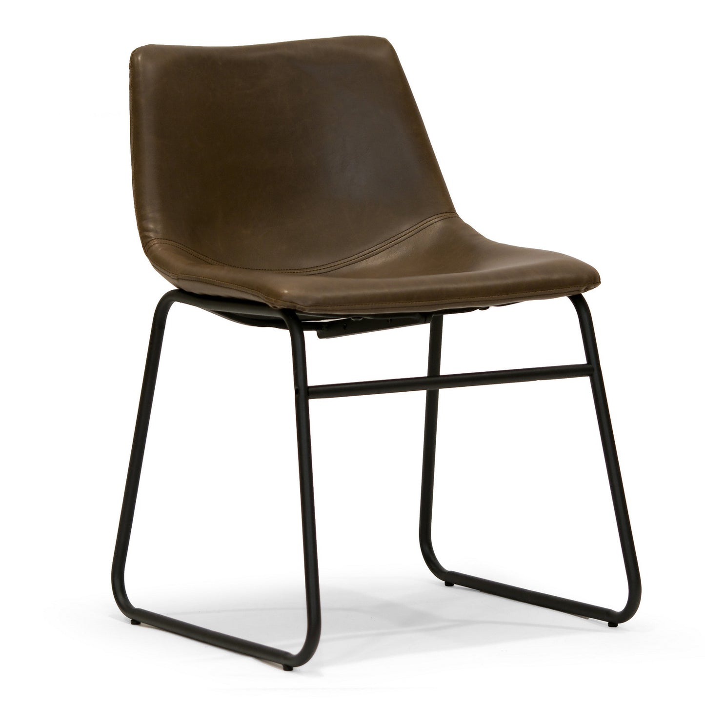 Adan Iron Frame Dark Brown PU Leather Dining Chair (Set of 2)