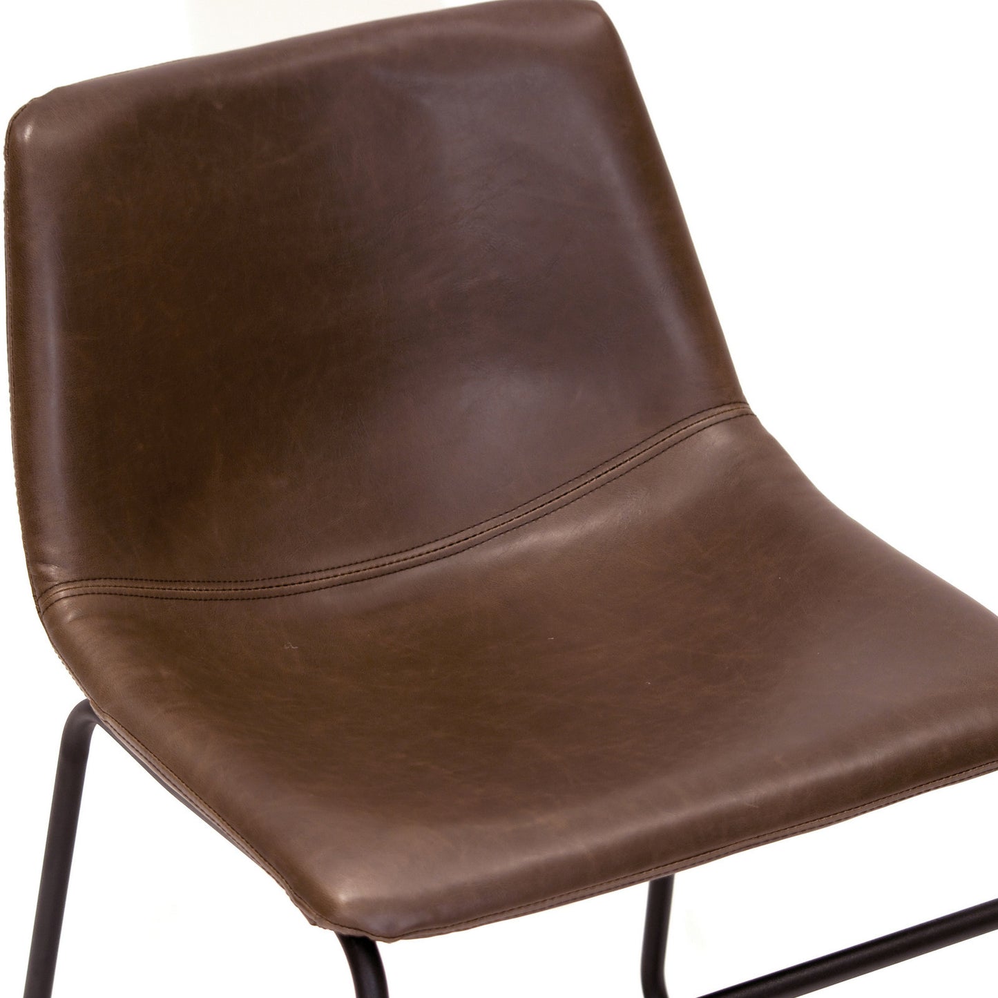 Adan Iron Frame Dark Brown PU Leather Dining Chair (Set of 2)