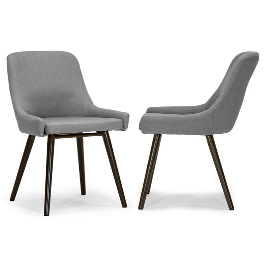 Ade Modern Grey Fabric Dining Chair with Beech Legs (Set of 2)