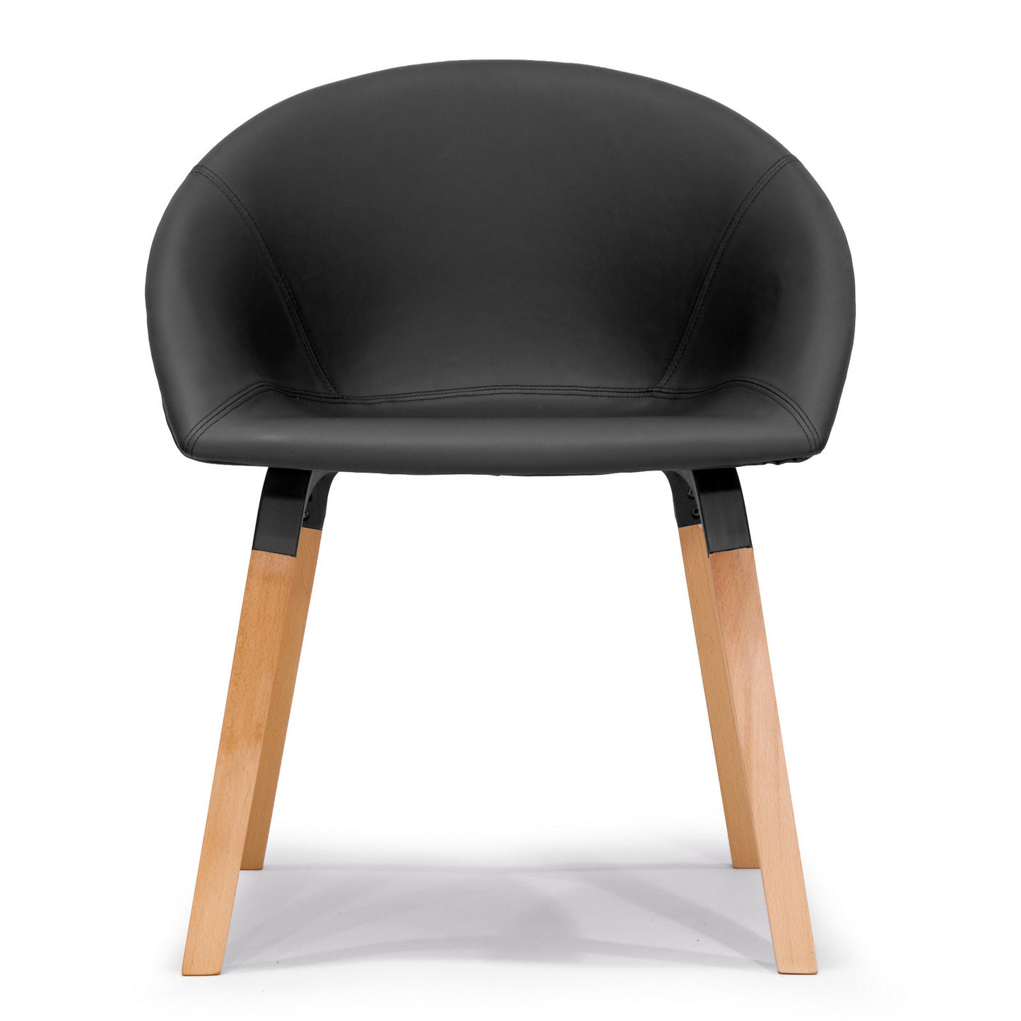 Adia Mid-century Retro Modern Black PU Leather Chair with Beech Legs (Set of 2)