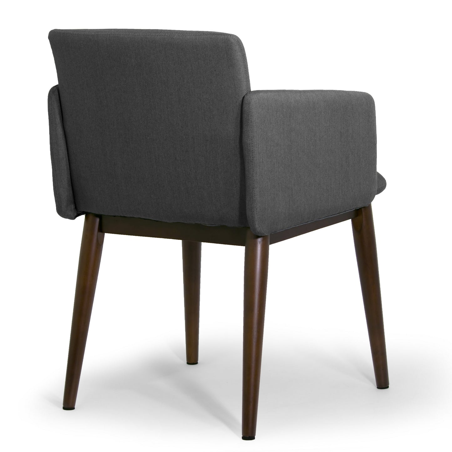 Set of 2 Aila Dark Grey Fabric Accent Chair Arm Chair with Dark Brown Beech Legs