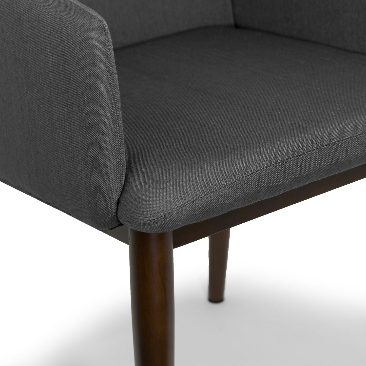 Set of 2 Aila Dark Grey Fabric Accent Chair Arm Chair with Dark Brown Beech Legs