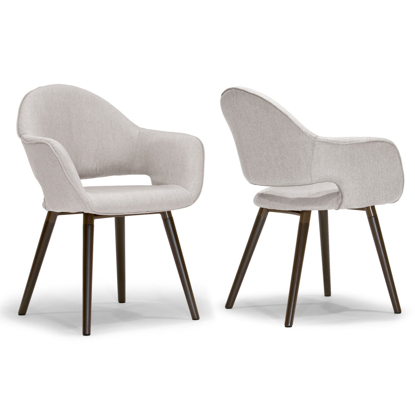 Set of 2 Adel Modern Beige Arm Chair Dining Chair with Beech Legs