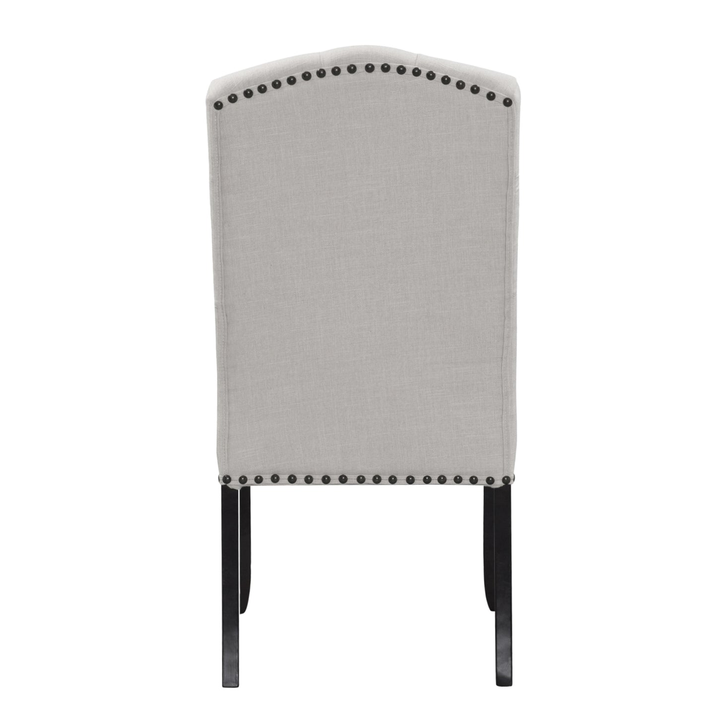 Set of 2 Aleeya Beige Fabric Dining Chair with Tufted Buttons and Nail Head Accent
