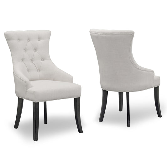 Set of 2 Alei Beige Fabric Dining Chair Wing Chair with Tufted Buttons