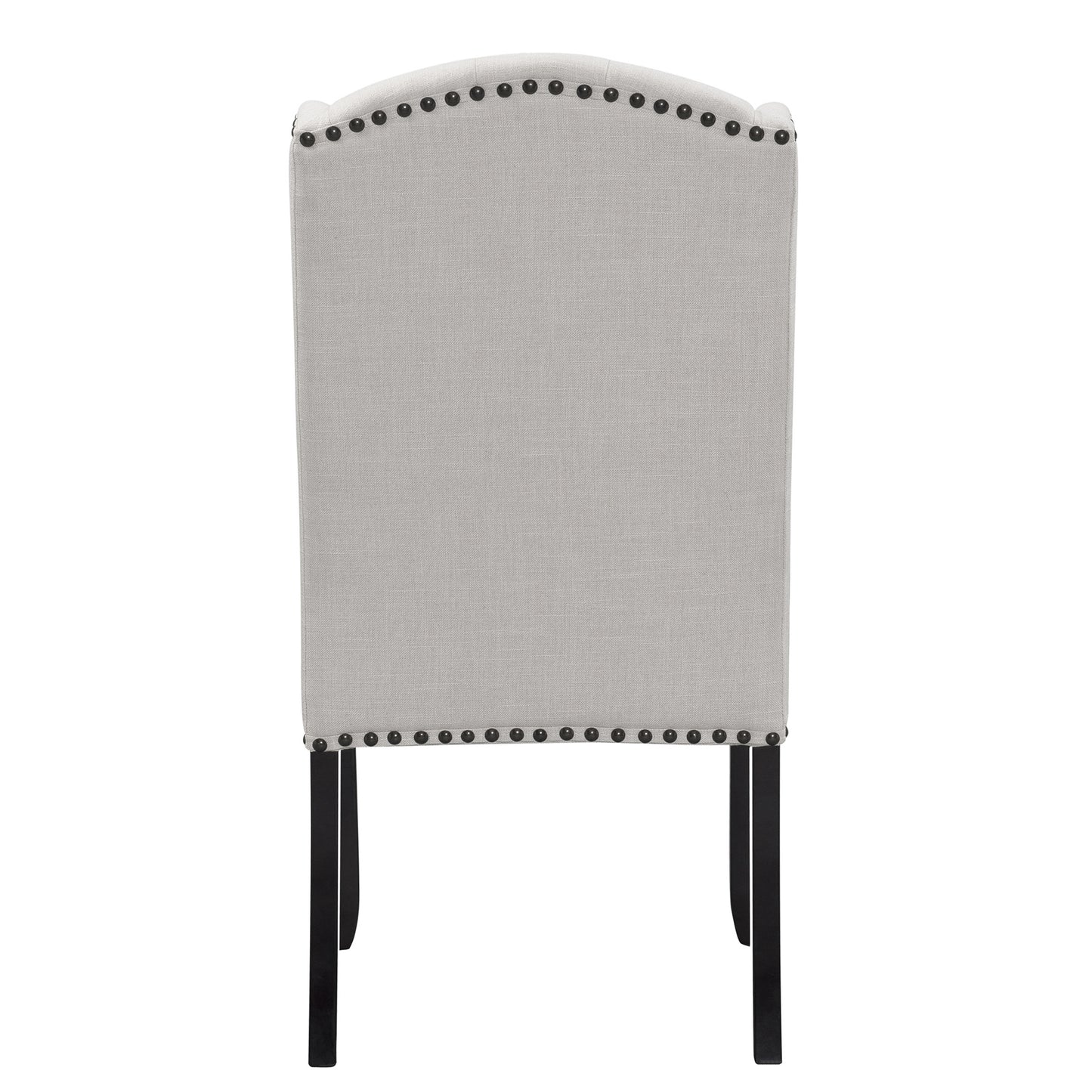Set of 2 Alen Beige Fabric Dining Chair Wing Chair with Tufted Buttons and Nail Heads