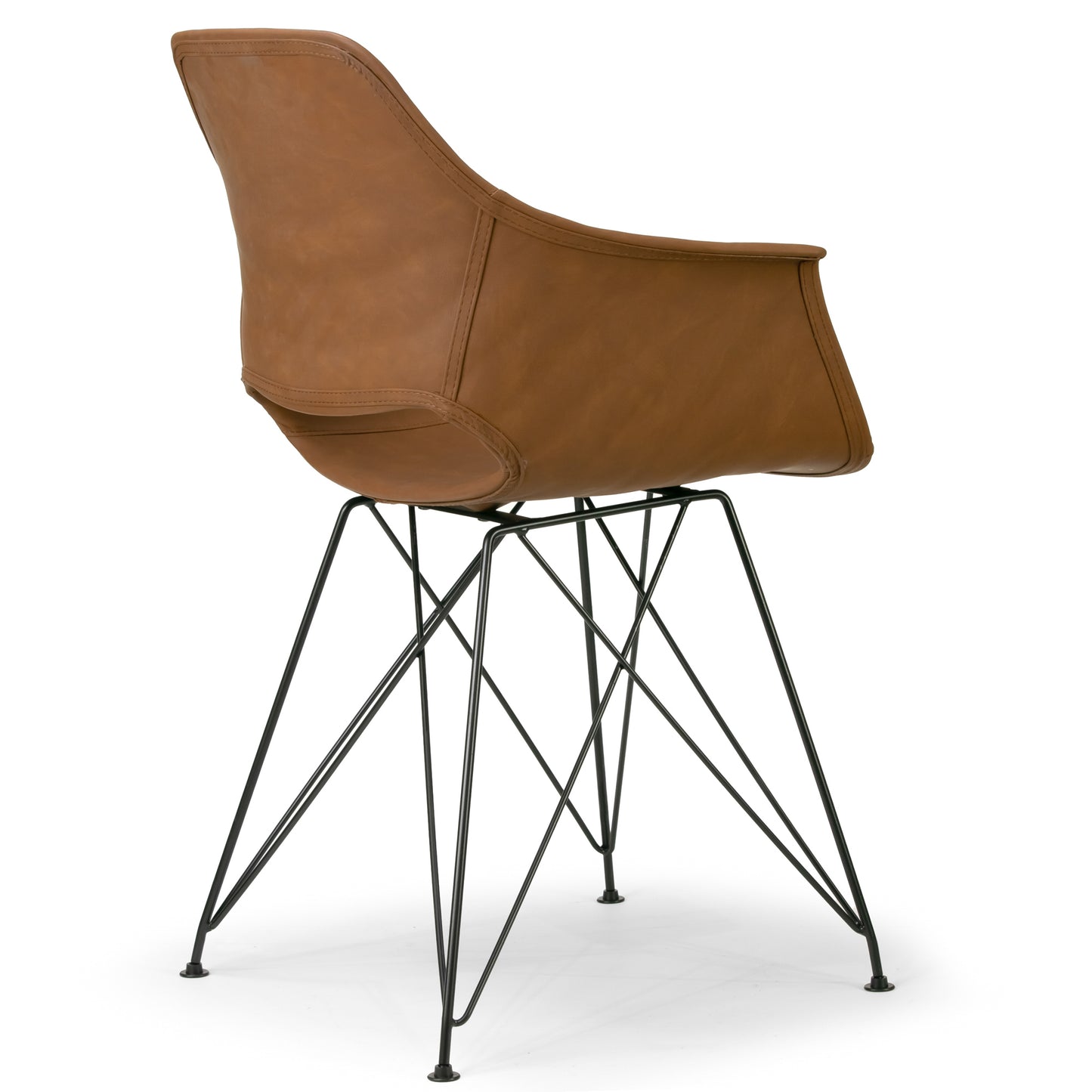 Set of 2 Alora Retro Modern Caramel Brown Arm Chair with Black Steel Legs