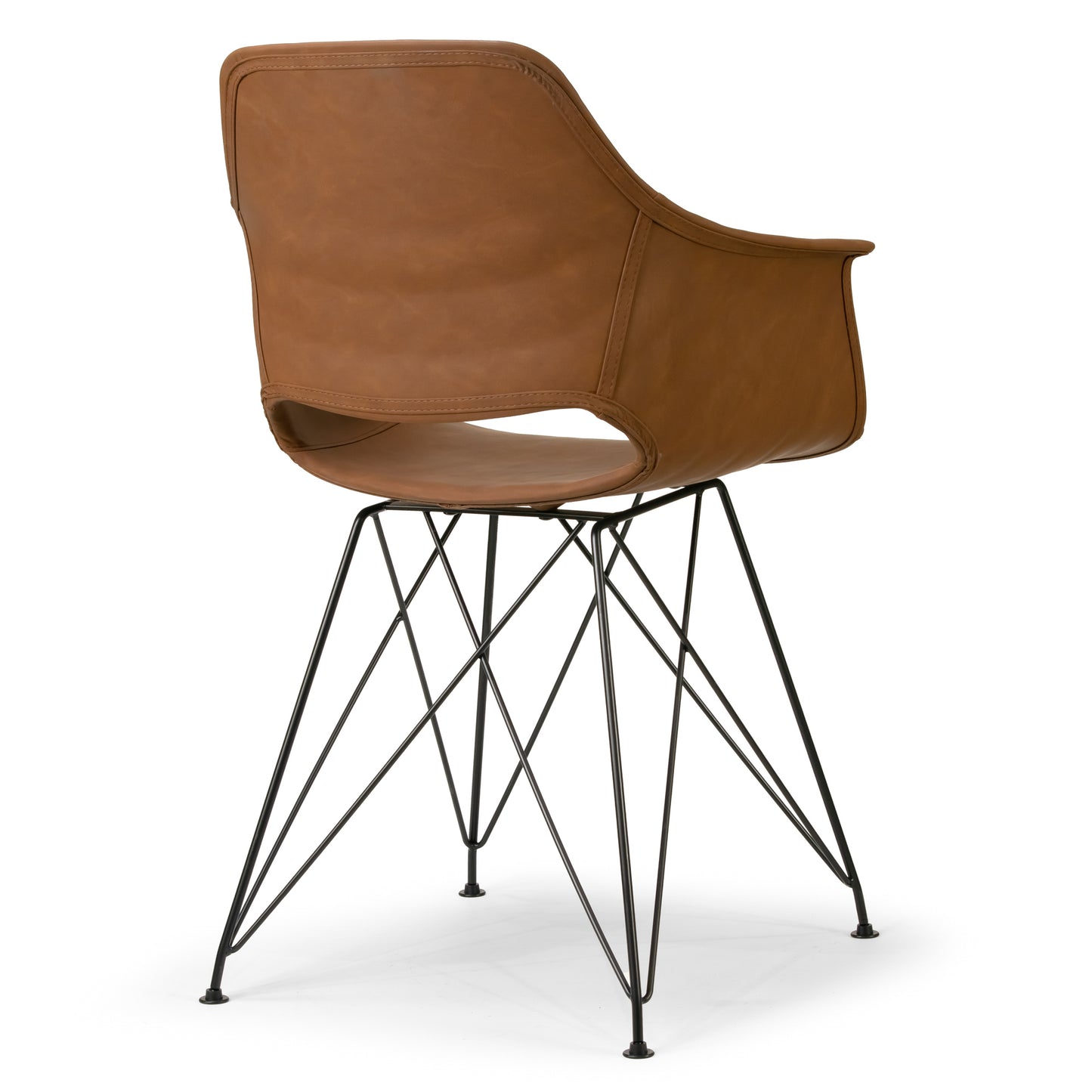 Set of 2 Alora Retro Modern Caramel Brown Arm Chair with Black Steel Legs