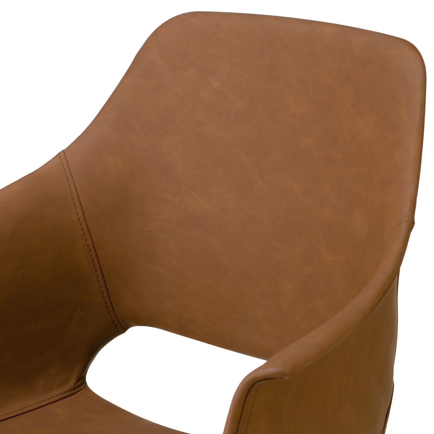 Set of 2 Alora Retro Modern Caramel Brown Arm Chair with Black Steel Legs