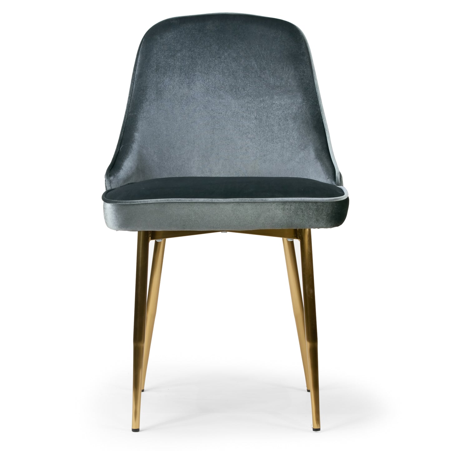 Set of 2 Alpha Grey Velvet Chair with Brushed Golden Steel Legs