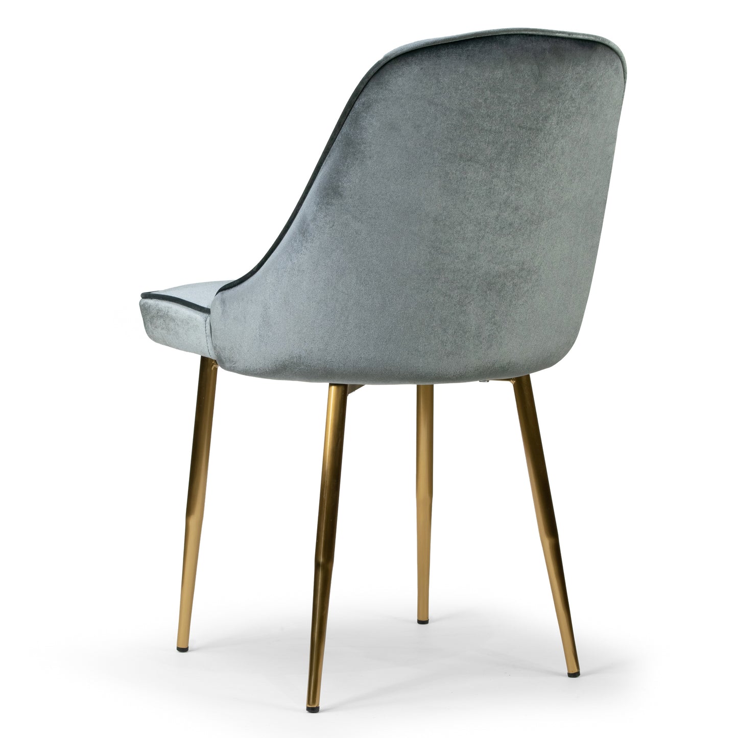 Set of 2 Alpha Grey Velvet Chair with Brushed Golden Steel Legs
