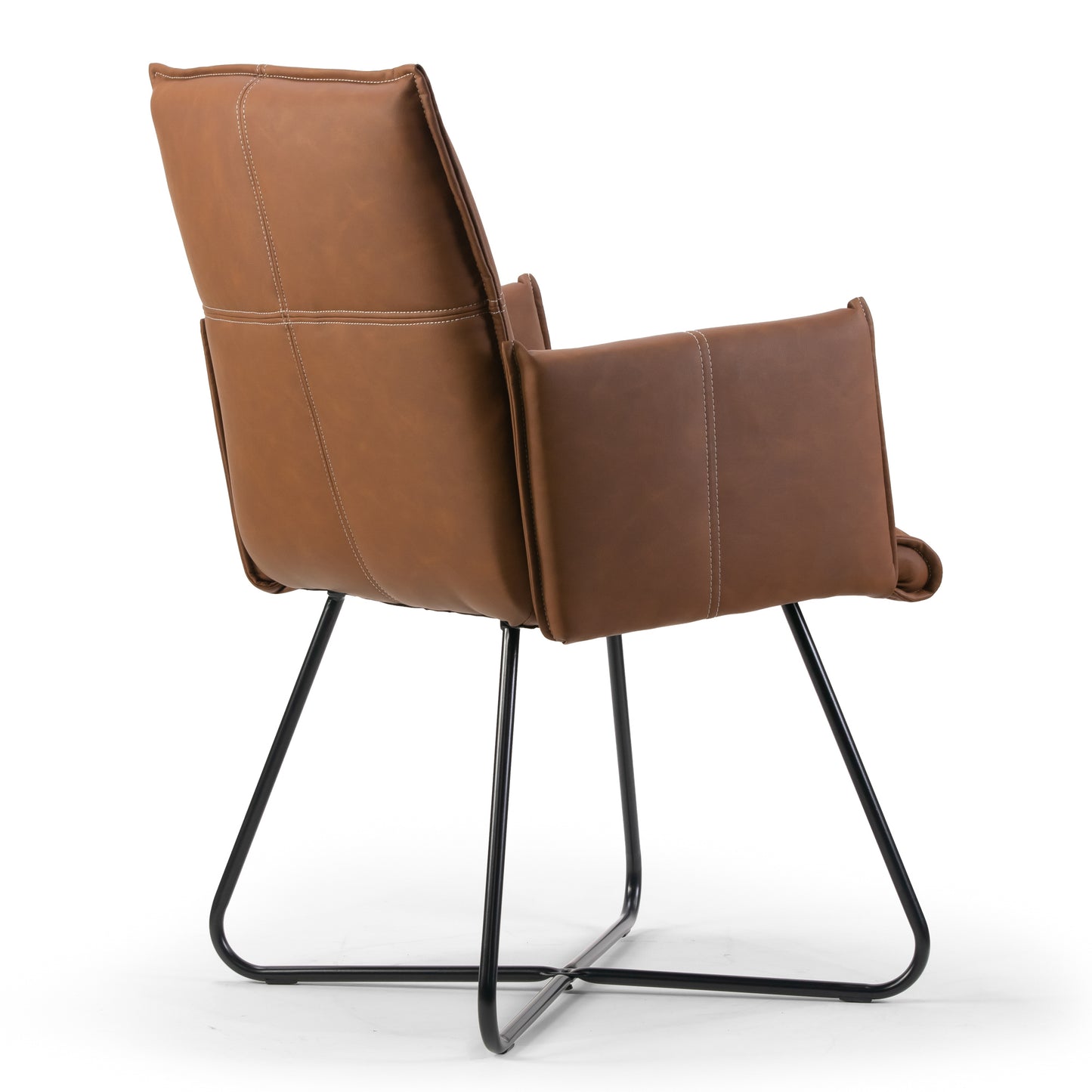 Set of 2 Ambel Brown Modern Dining Chair with Black Metal Legs