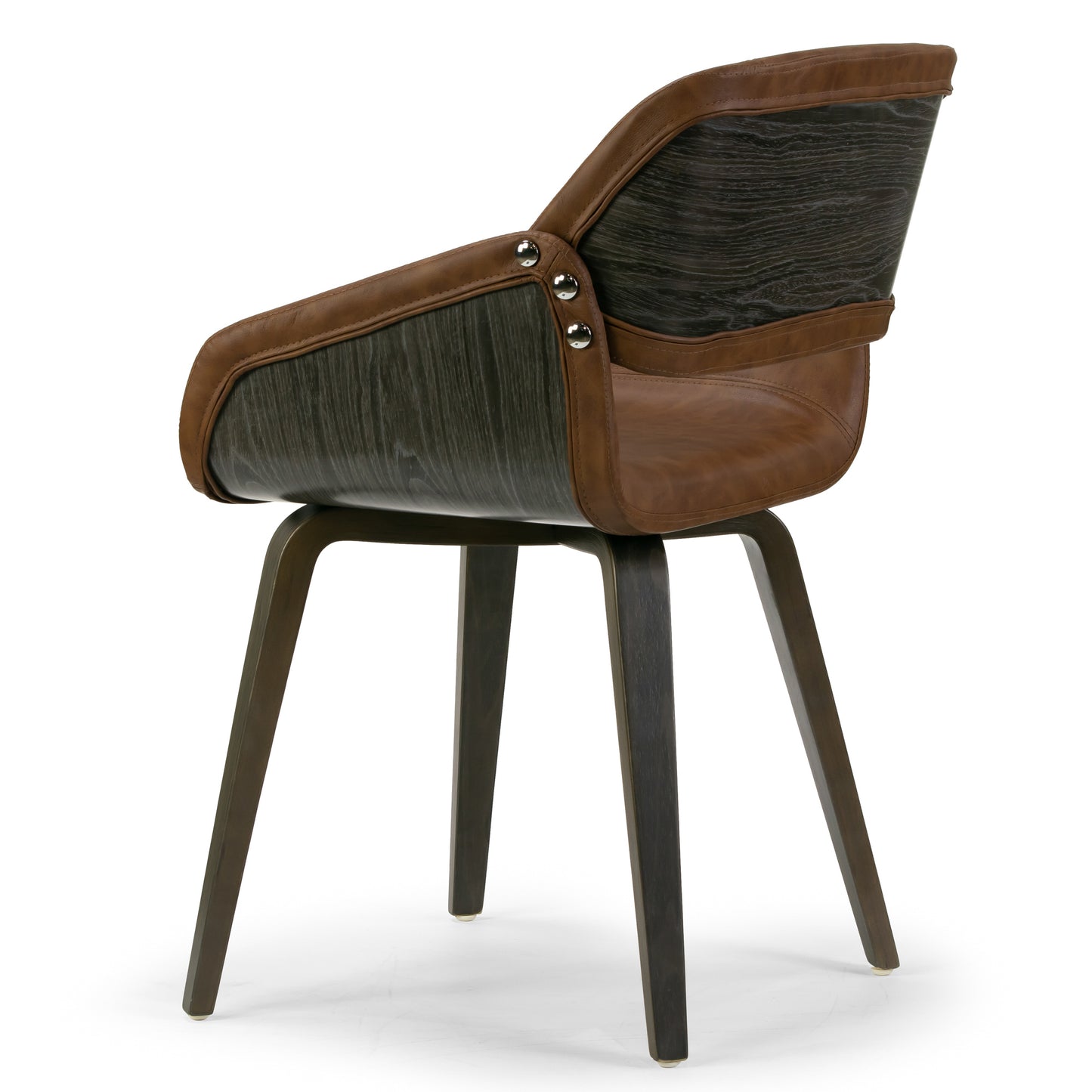 Amal Brown Upholstered Dining Chair with Grey Wood Accent and Bentwood Legs