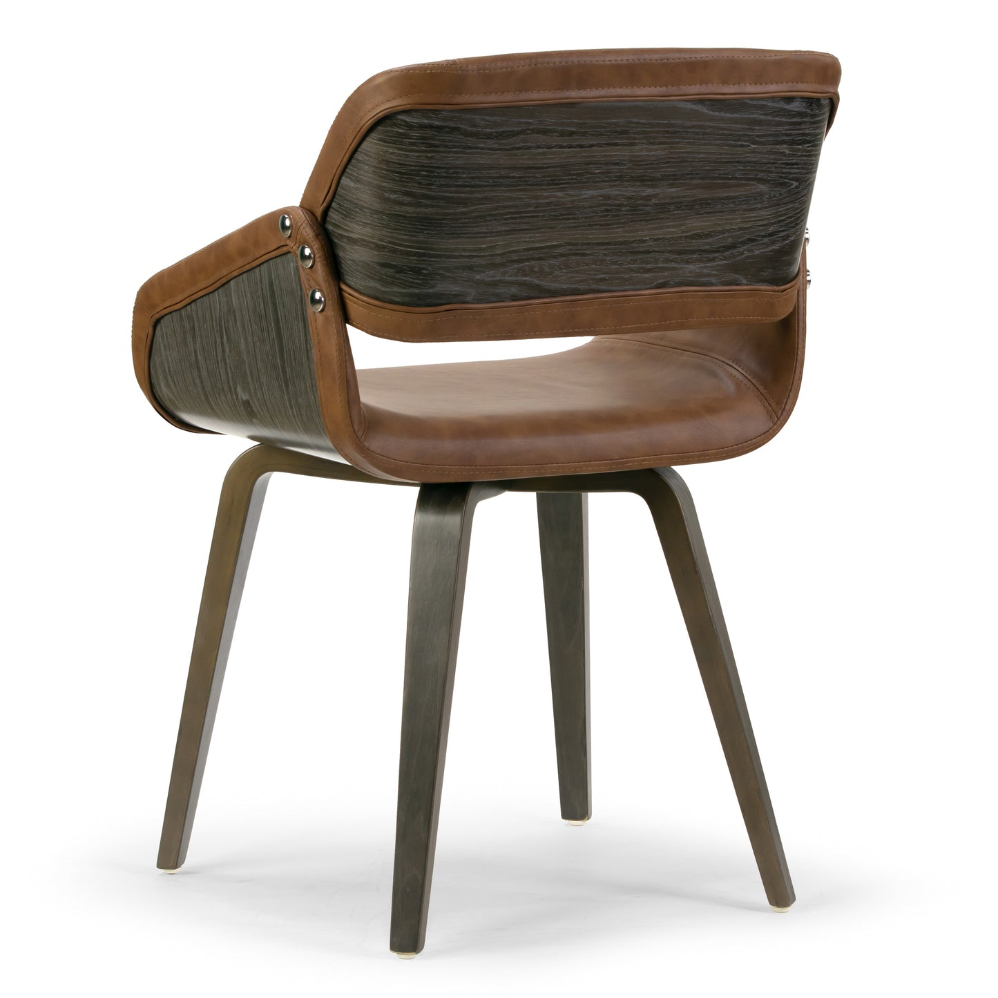 Amal Brown Upholstered Dining Chair with Grey Wood Accent and Bentwood Legs