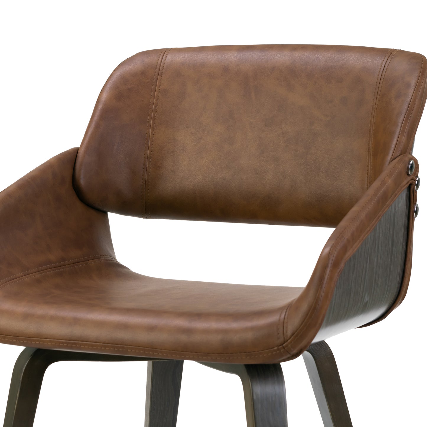 Amal Brown Upholstered Dining Chair with Grey Wood Accent and Bentwood Legs