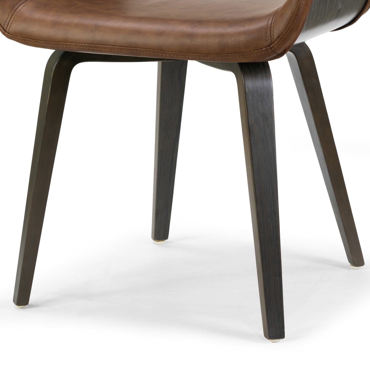 Amal Brown Upholstered Dining Chair with Grey Wood Accent and Bentwood Legs