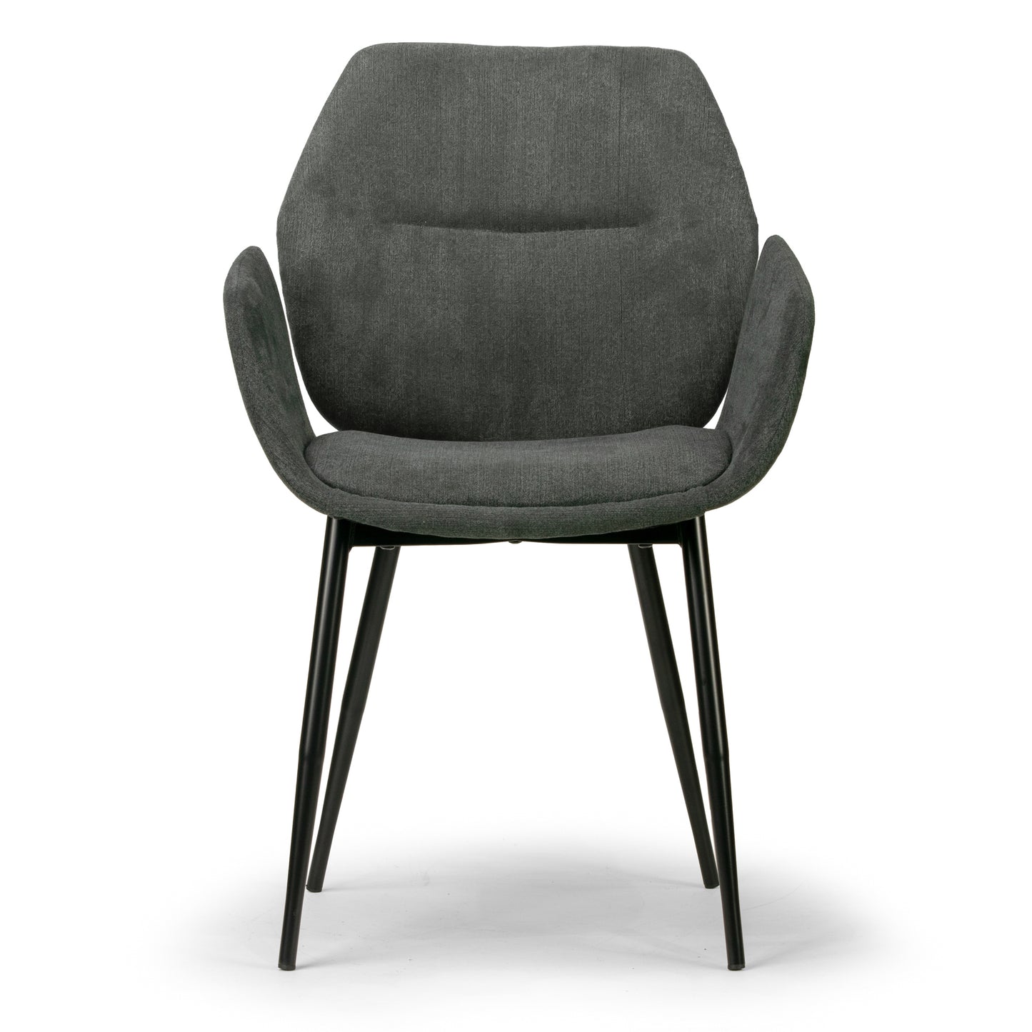 Set of 2 Amari Grey Velvety Fabric Dining Chair with Black Metal Legs