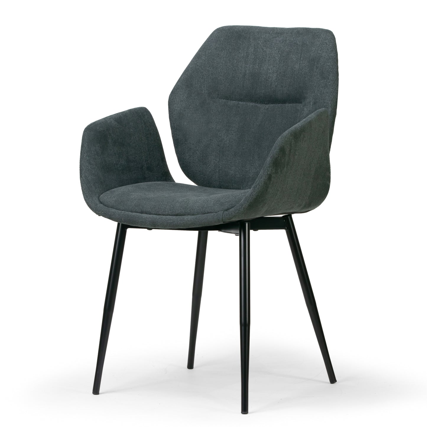 Set of 2 Amari Grey Velvety Fabric Dining Chair with Black Metal Legs