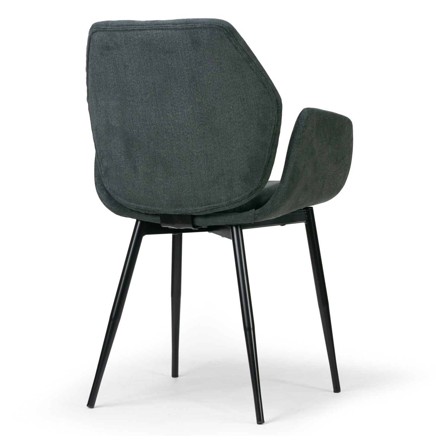 Set of 2 Amari Grey Velvety Fabric Dining Chair with Black Metal Legs