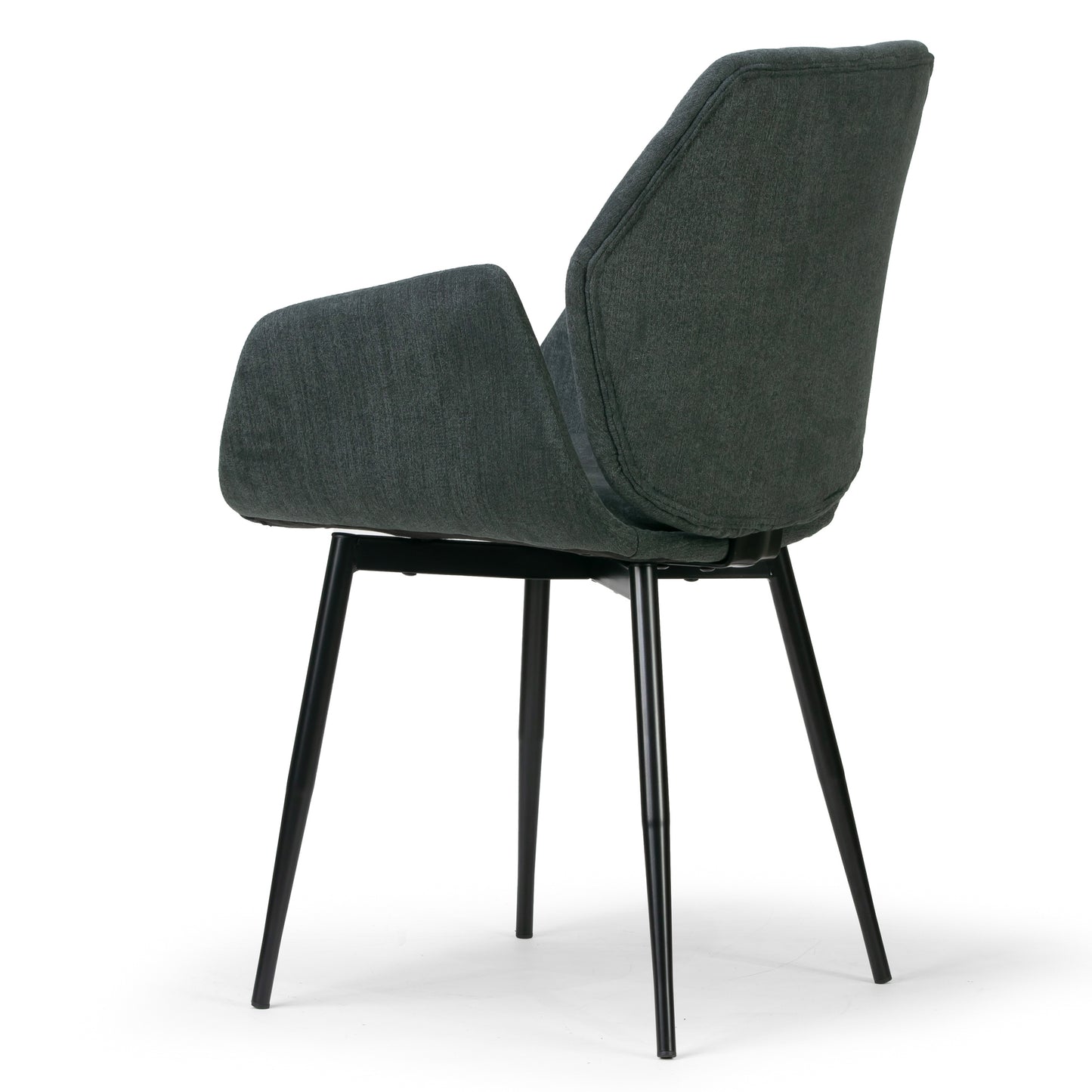 Set of 2 Amari Grey Velvety Fabric Dining Chair with Black Metal Legs