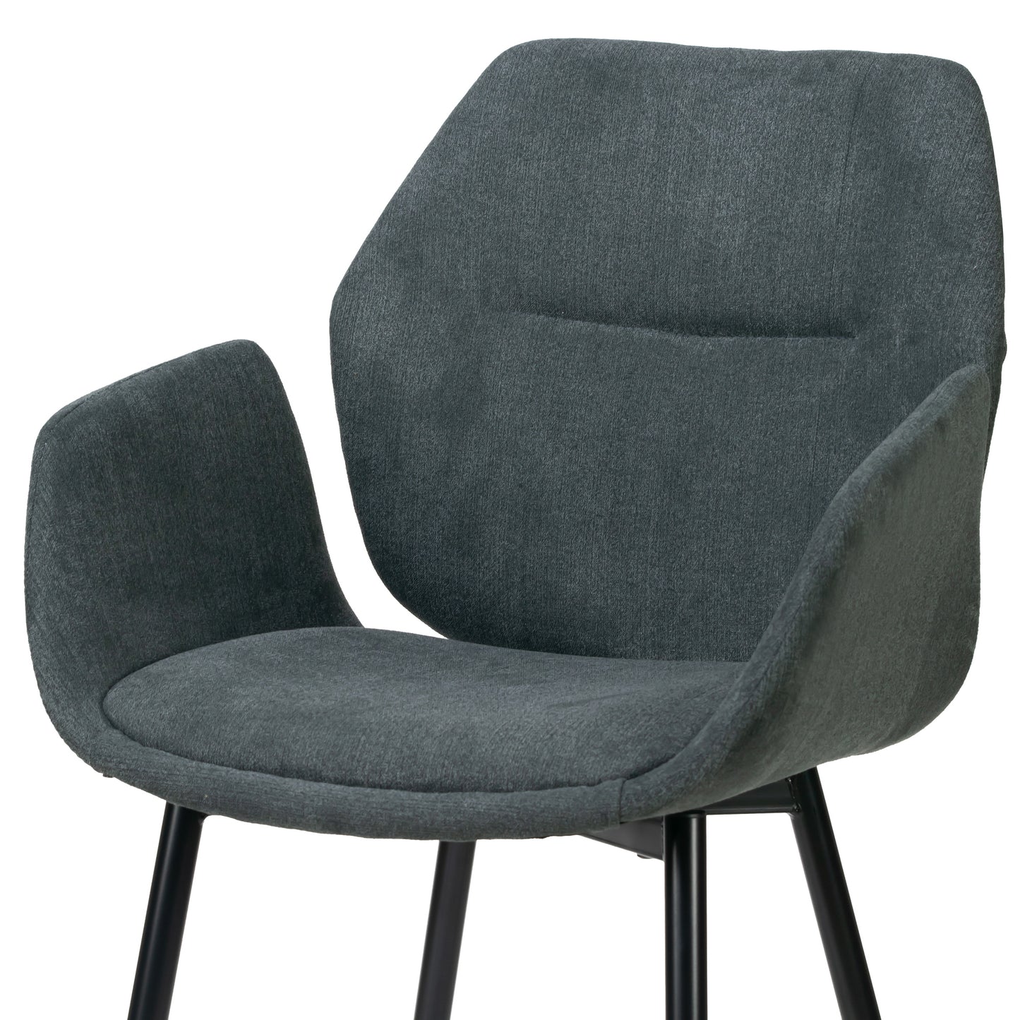 Set of 2 Amari Grey Velvety Fabric Dining Chair with Black Metal Legs