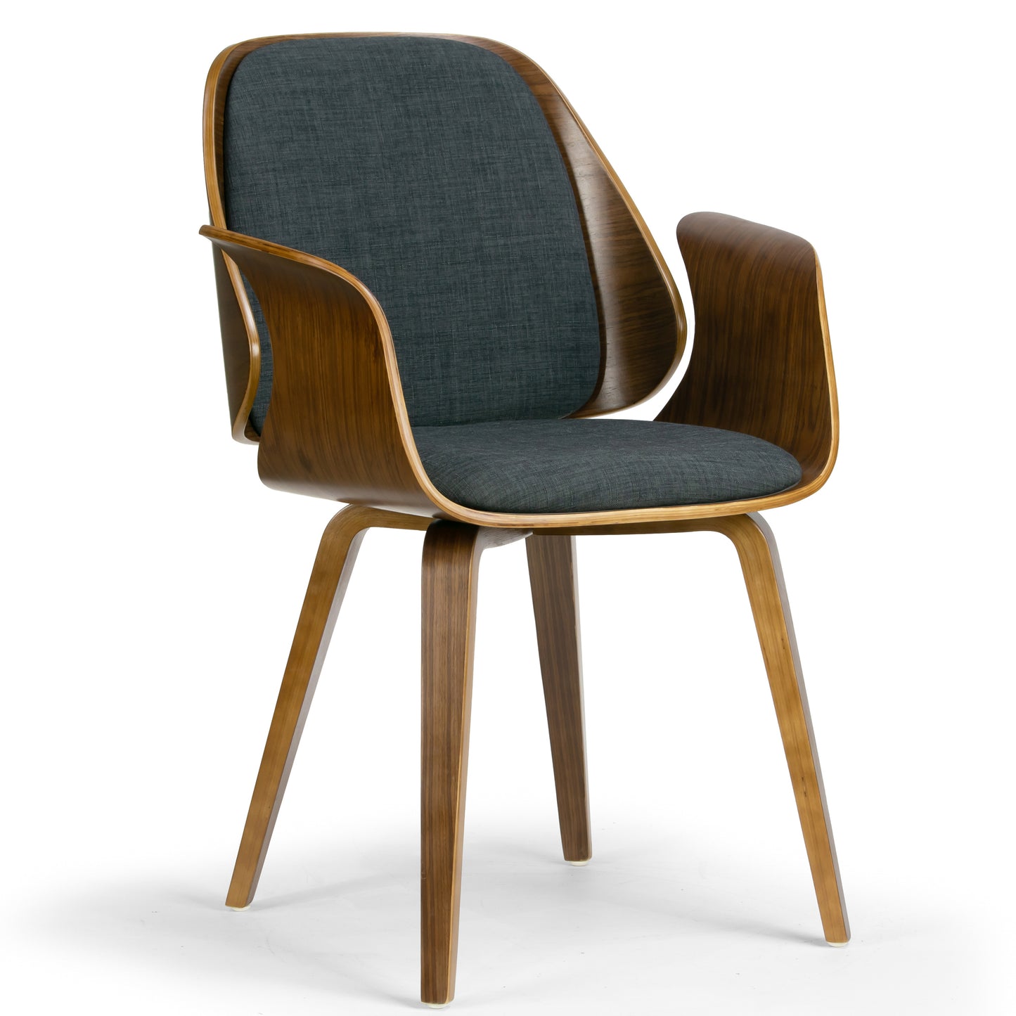 Amaya Walnut Finish Bentwood Dining Chair with Charcoal Fabric Upholstery