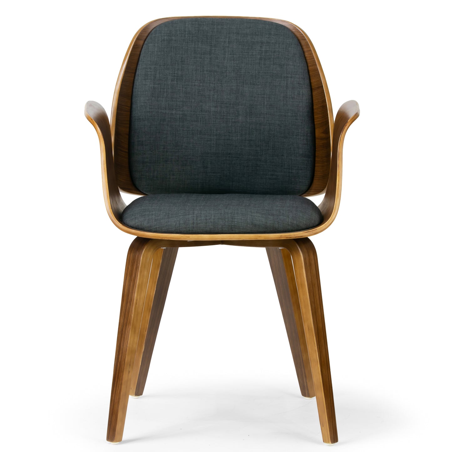 Amaya Walnut Finish Bentwood Dining Chair with Charcoal Fabric Upholstery