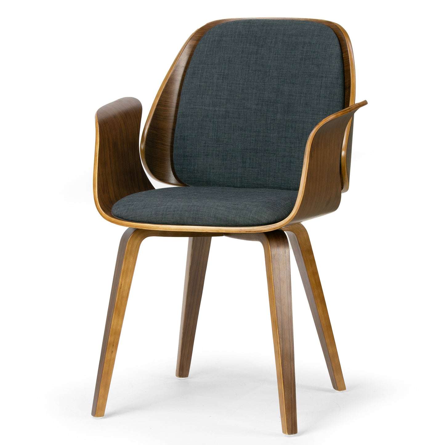 Amaya Walnut Finish Bentwood Dining Chair with Charcoal Fabric Upholstery