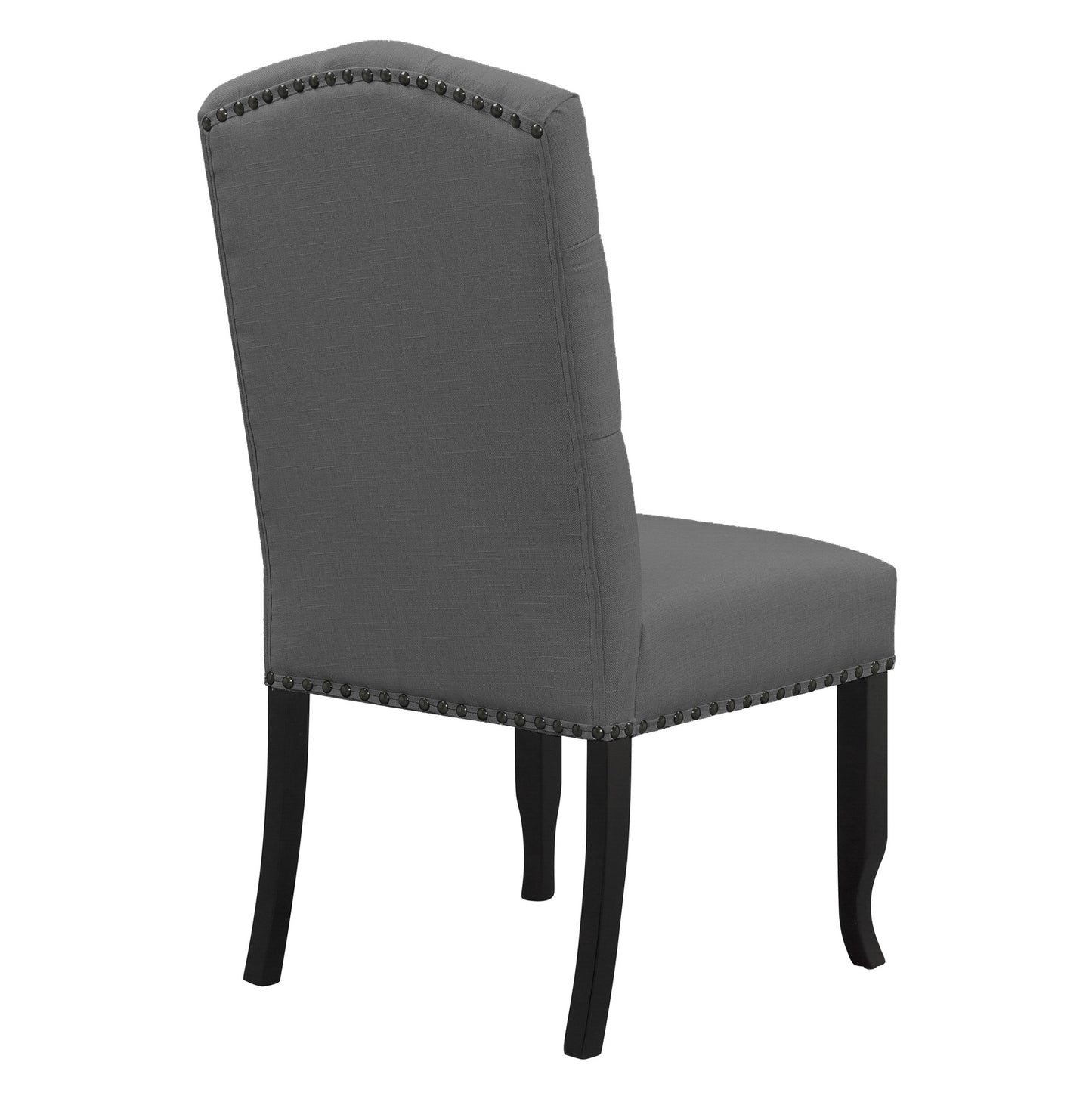 Set of 2 Aleeya Grey Fabric Dining Chair with Tufted Buttons and Nail Head Accent
