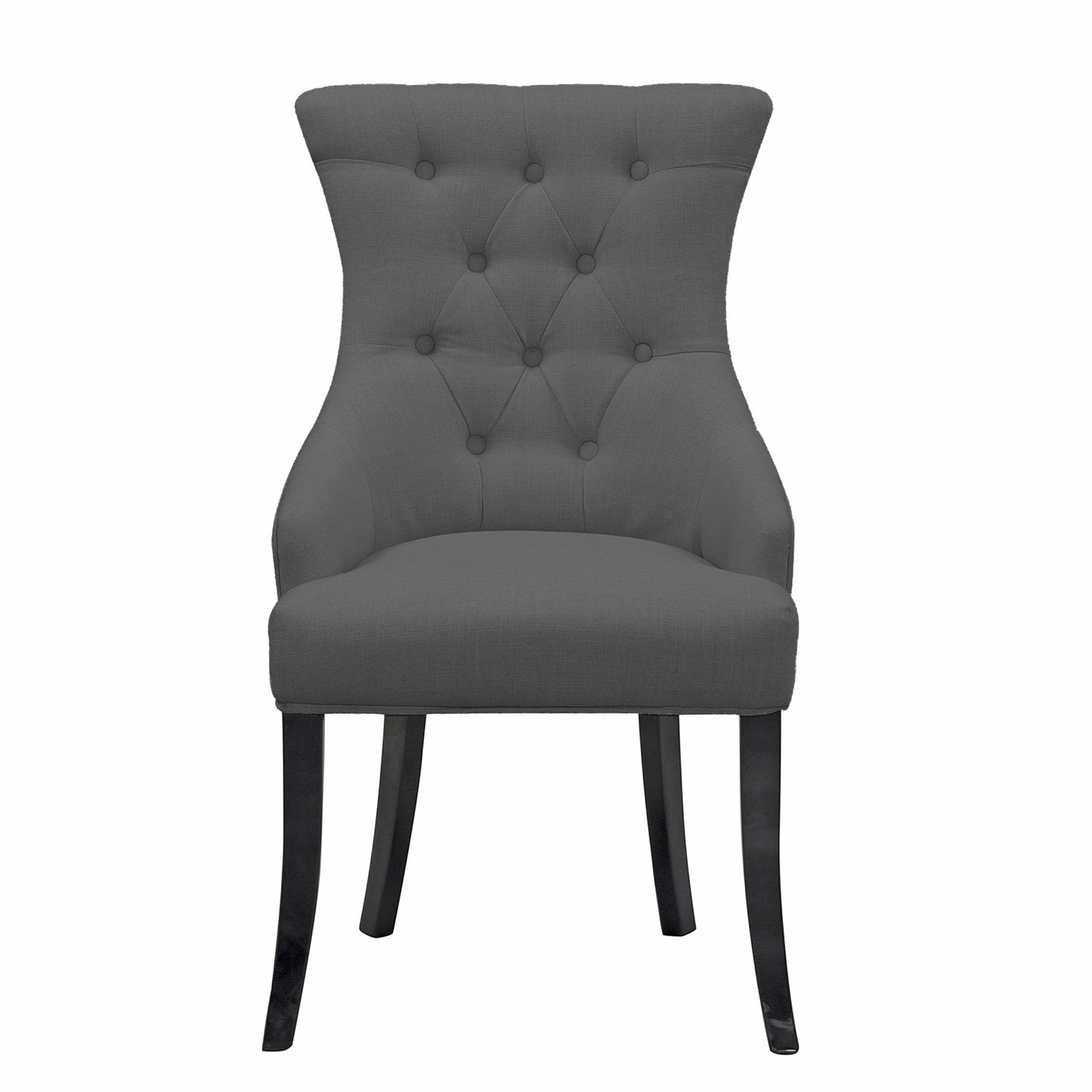 Set of 2 Alei Grey Fabric Dining Chair Wing Chair with Tufted Buttons