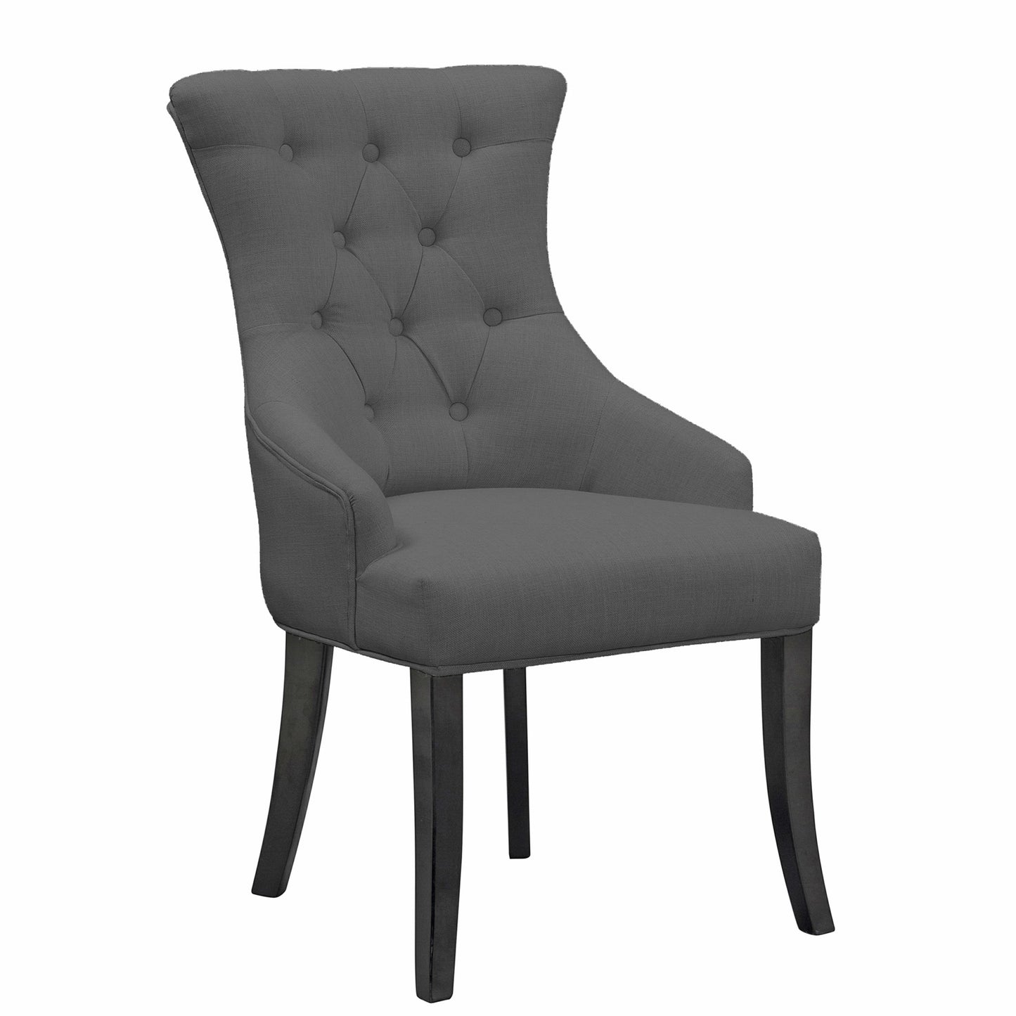 Set of 2 Alei Grey Fabric Dining Chair Wing Chair with Tufted Buttons