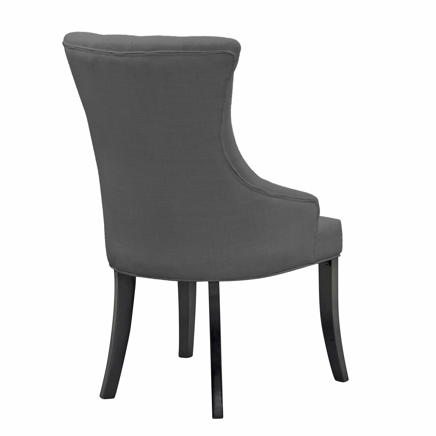 Set of 2 Alei Grey Fabric Dining Chair Wing Chair with Tufted Buttons