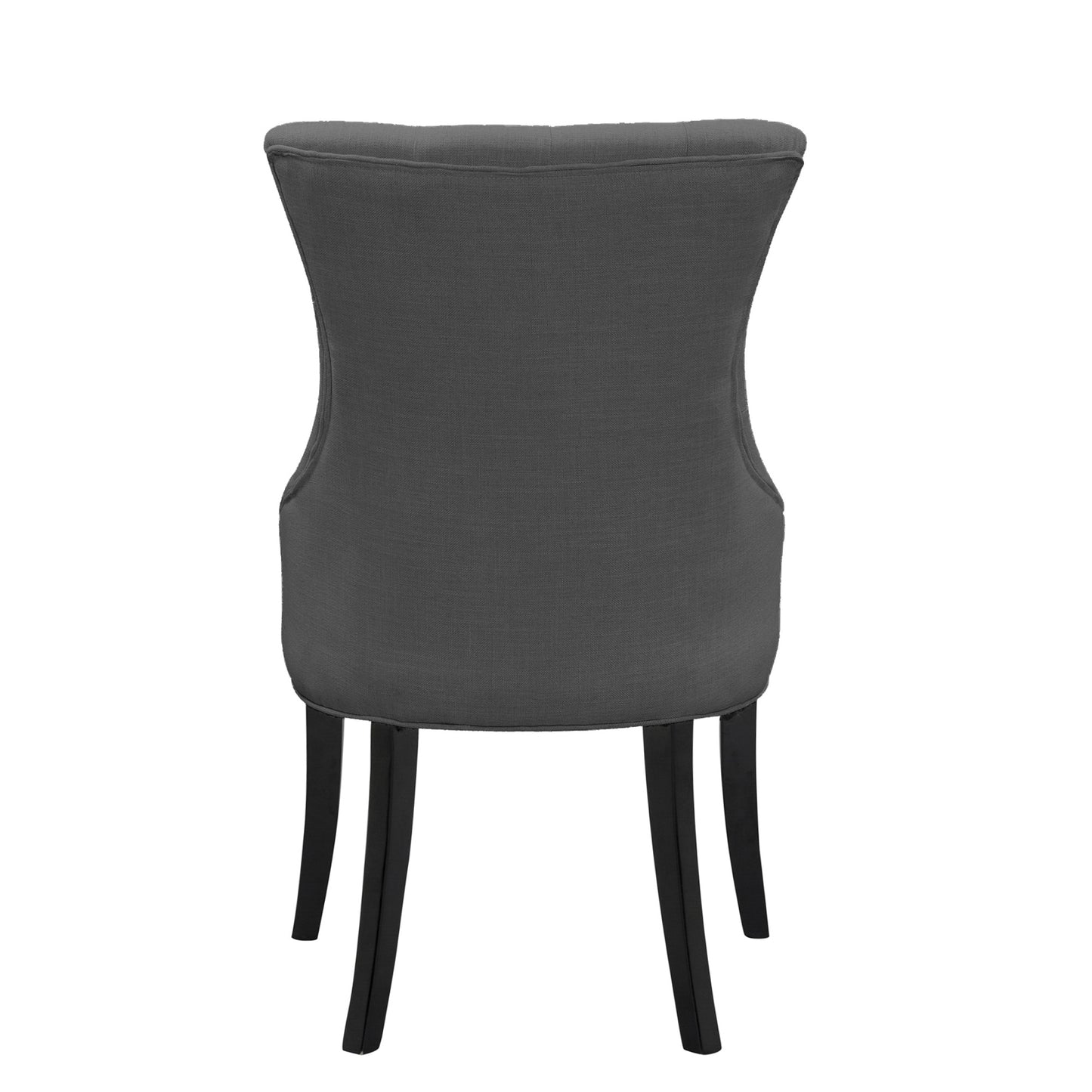 Set of 2 Alei Grey Fabric Dining Chair Wing Chair with Tufted Buttons