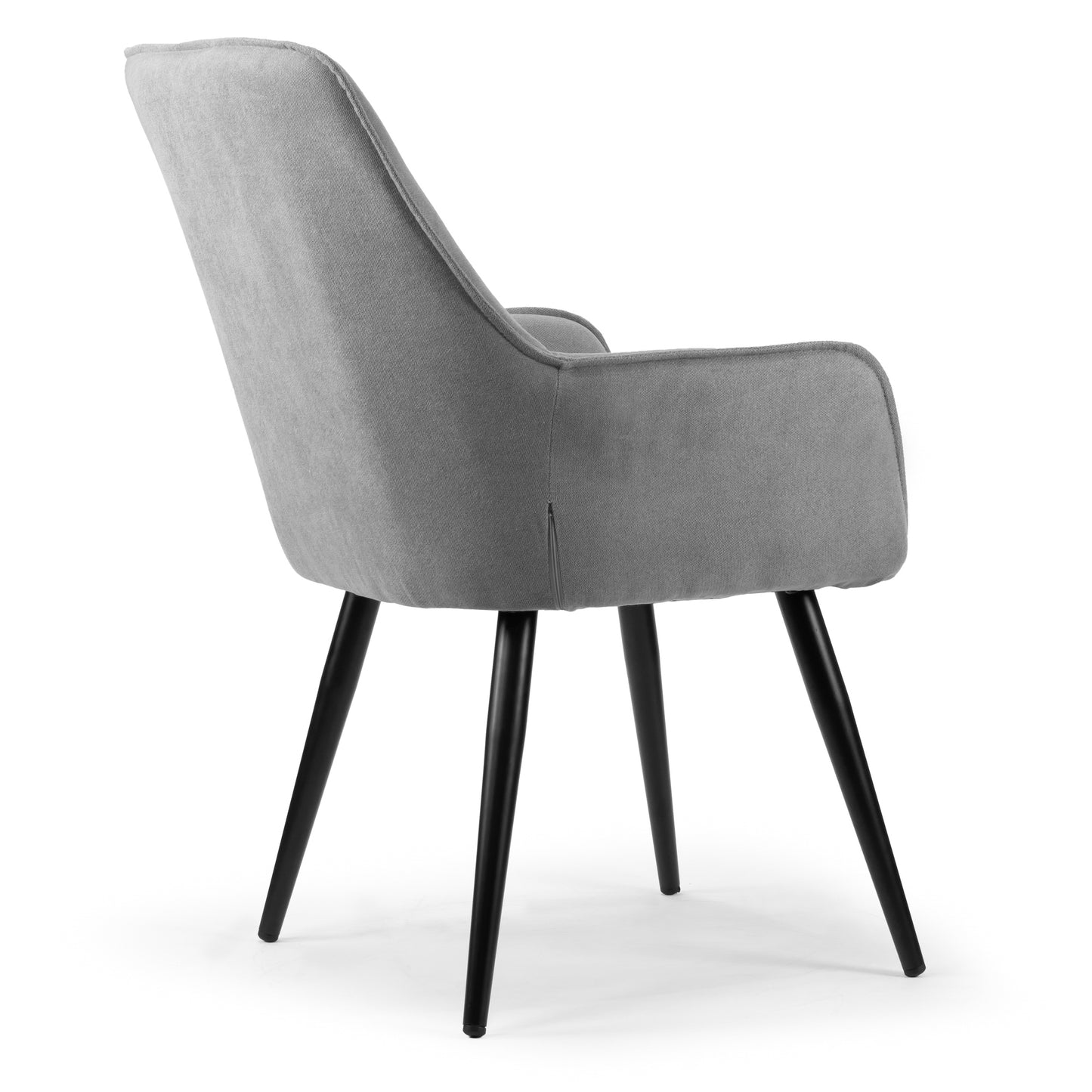 Set of 2 Amir Grey Dining Chair with Black Metal Legs and Square Arms