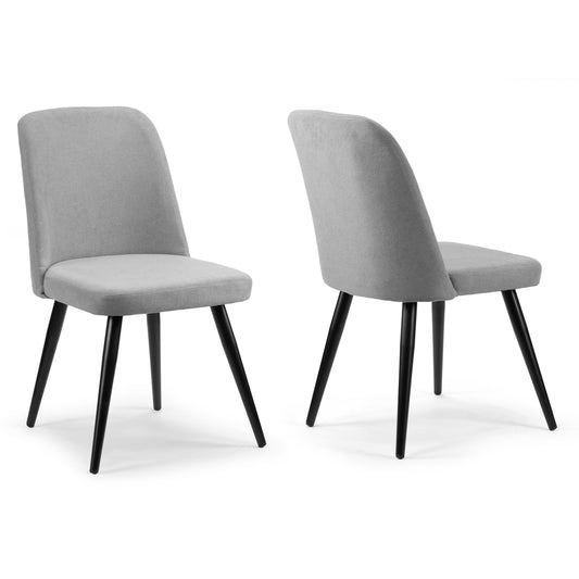Set of 2 Amira Grey Dining Chair with Black Metal Legs